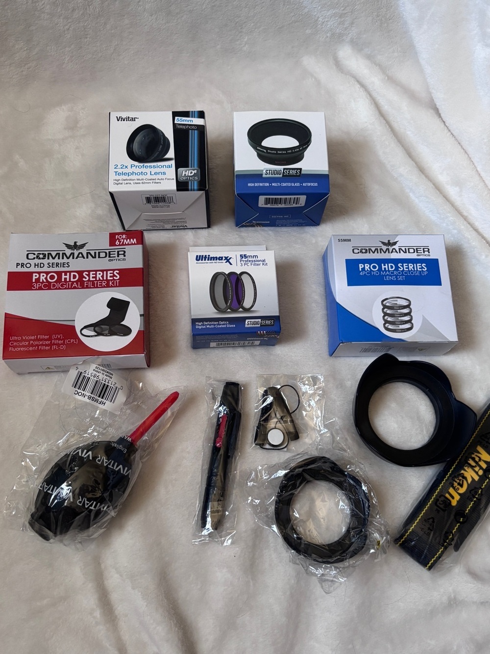Camera Lens Accessory Bundle - Vivitar & UltimaxX Telephoto, Wide Angle, Filters
